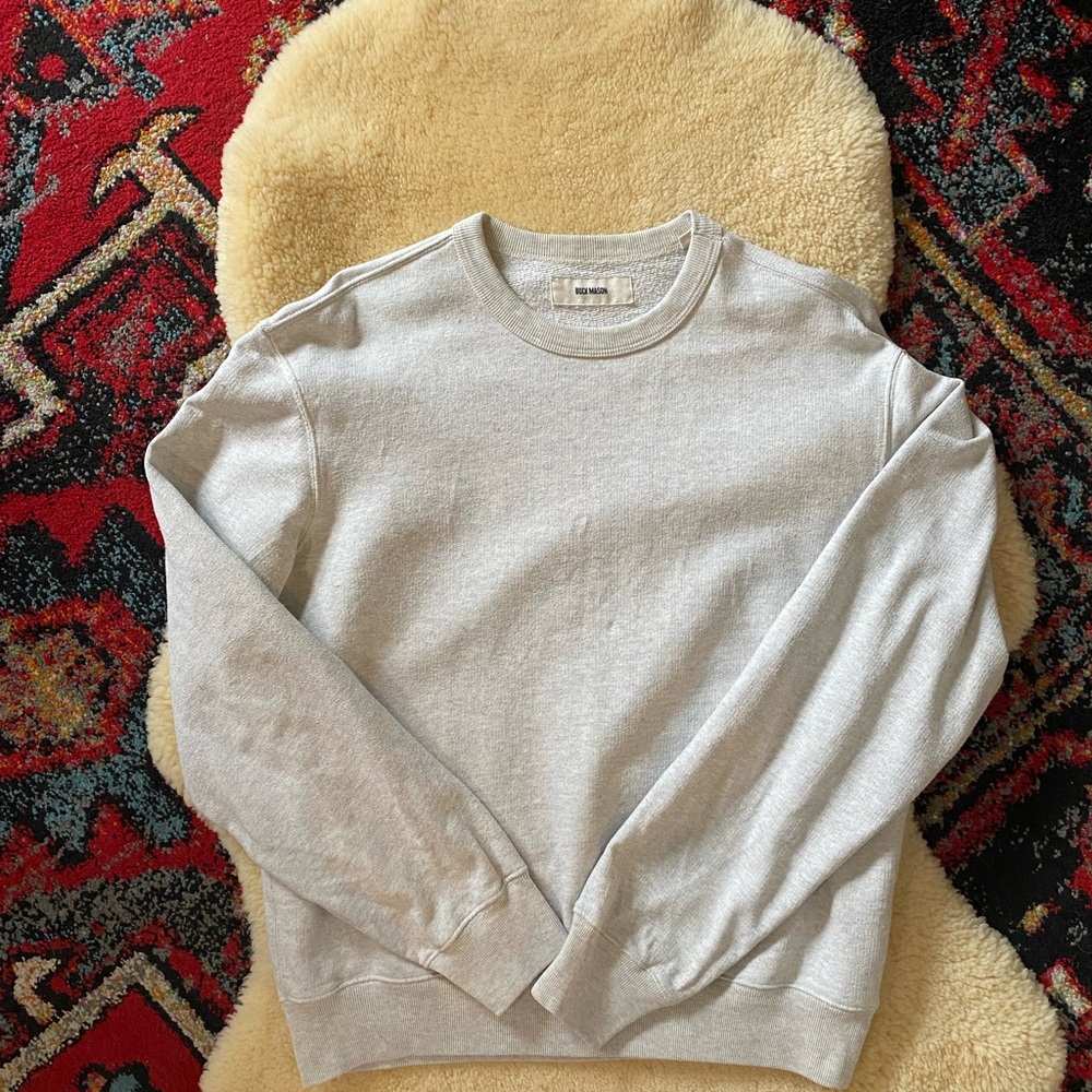 Buck Mason Crewneck Sweatshirt in Light Heather Grey